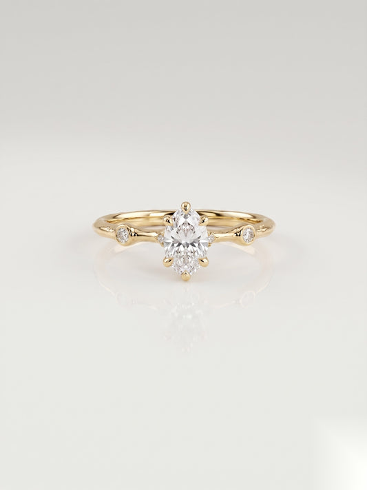 0.5 CT Oval Dainty Pave Moissanite Engagement Ring