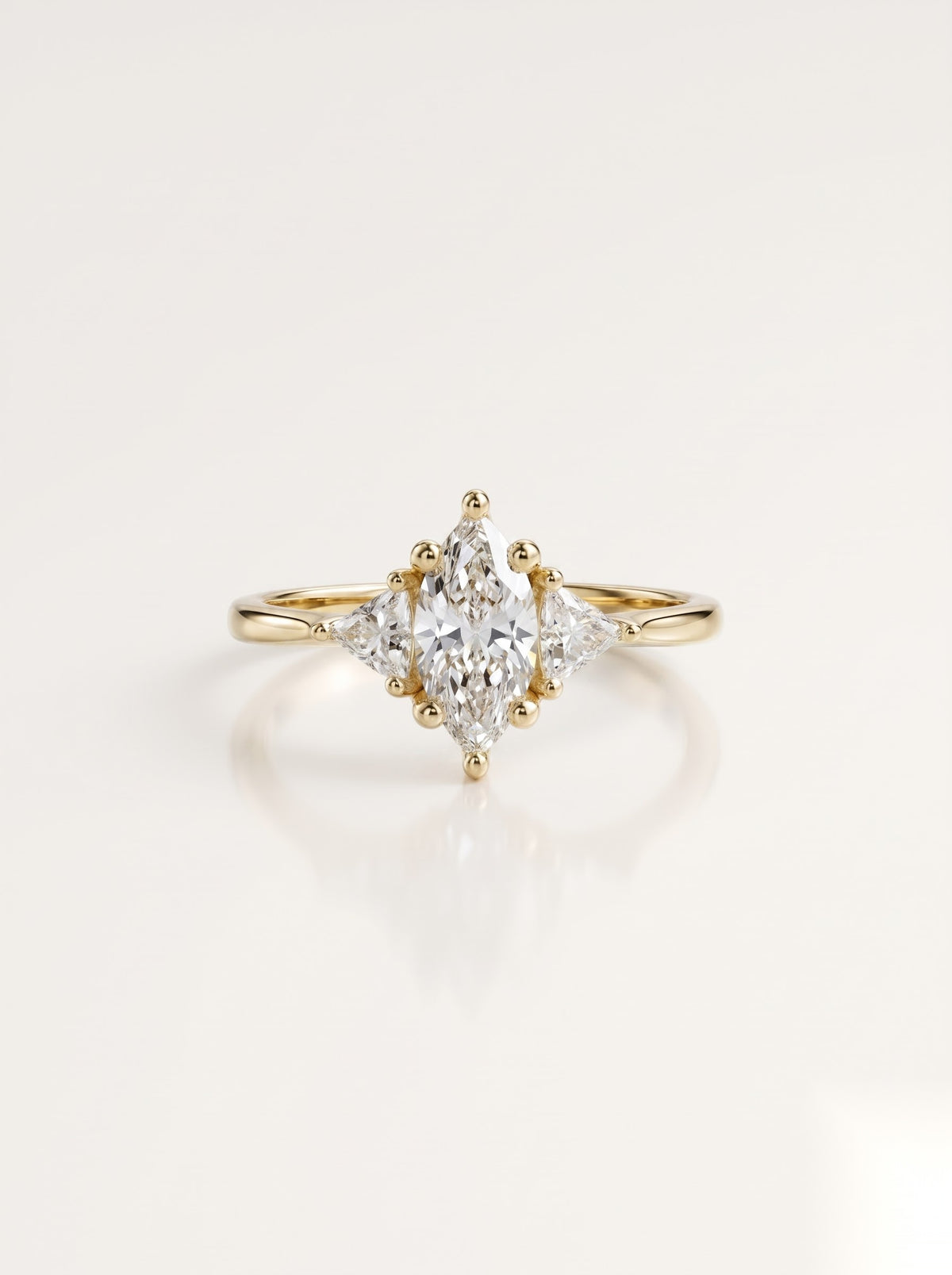 0.5 CT Marquise Three Stone Moissanite Engagement Ring