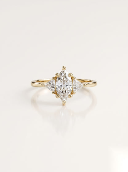 0.5 CT Marquise Three Stone Moissanite Engagement Ring