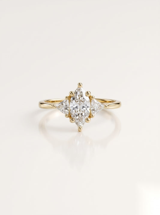 0.5 CT Marquise Three Stone Moissanite Engagement Ring