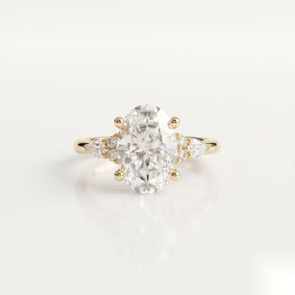 3 CT Oval Cluster Moissanite Engagement Ring