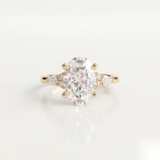 3 CT Oval Cluster Moissanite Engagement Ring