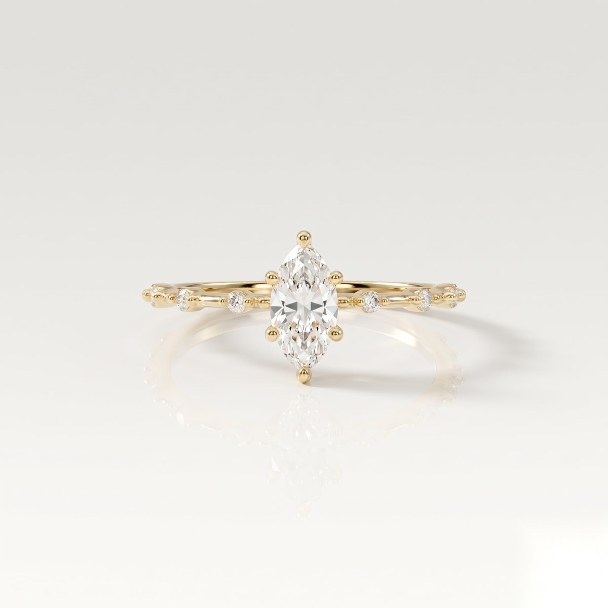 0.5 CT Marquise Dainty Pave Moissanite Engagement Ring