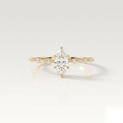 0.5 CT Marquise Dainty Pave Moissanite Engagement Ring