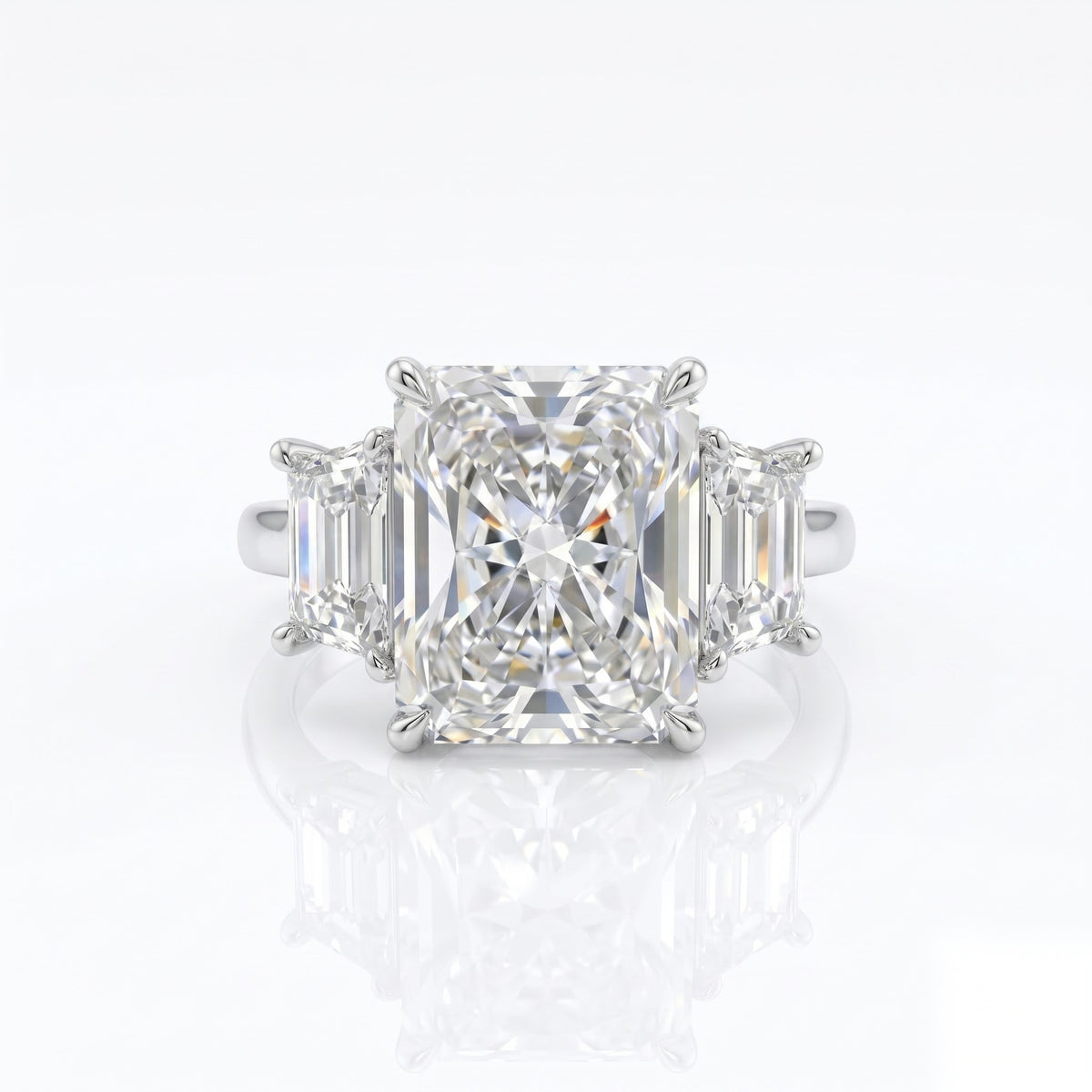 5 CT Radiant Three Stone Moissanite Engagement Ring