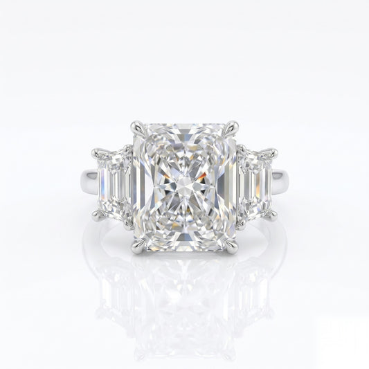 5 CT Radiant Three Stone Moissanite Engagement Ring