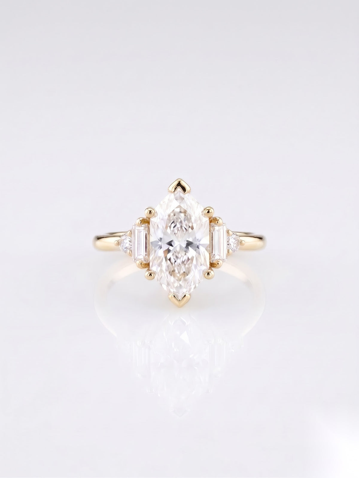 1.5 CT Marquise Five Stone Moissanite Engagement Ring