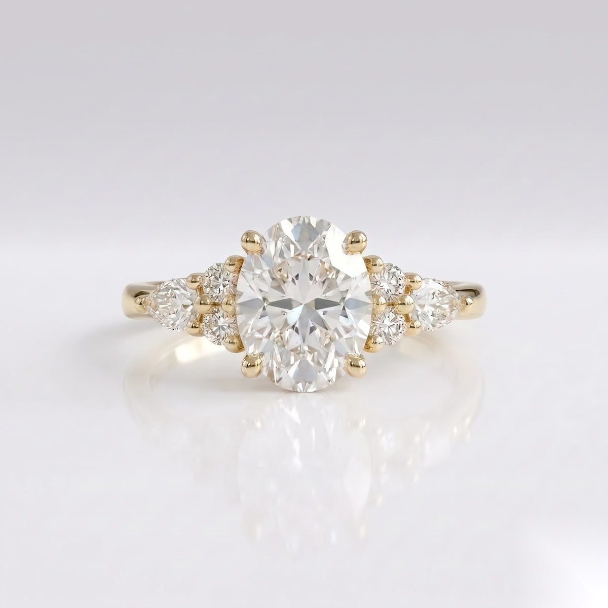 1 CT Oval Cluster Moissanite Engagement Ring