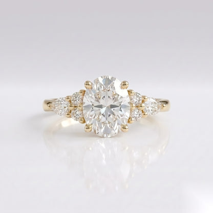 1 CT Oval Cluster Moissanite Engagement Ring