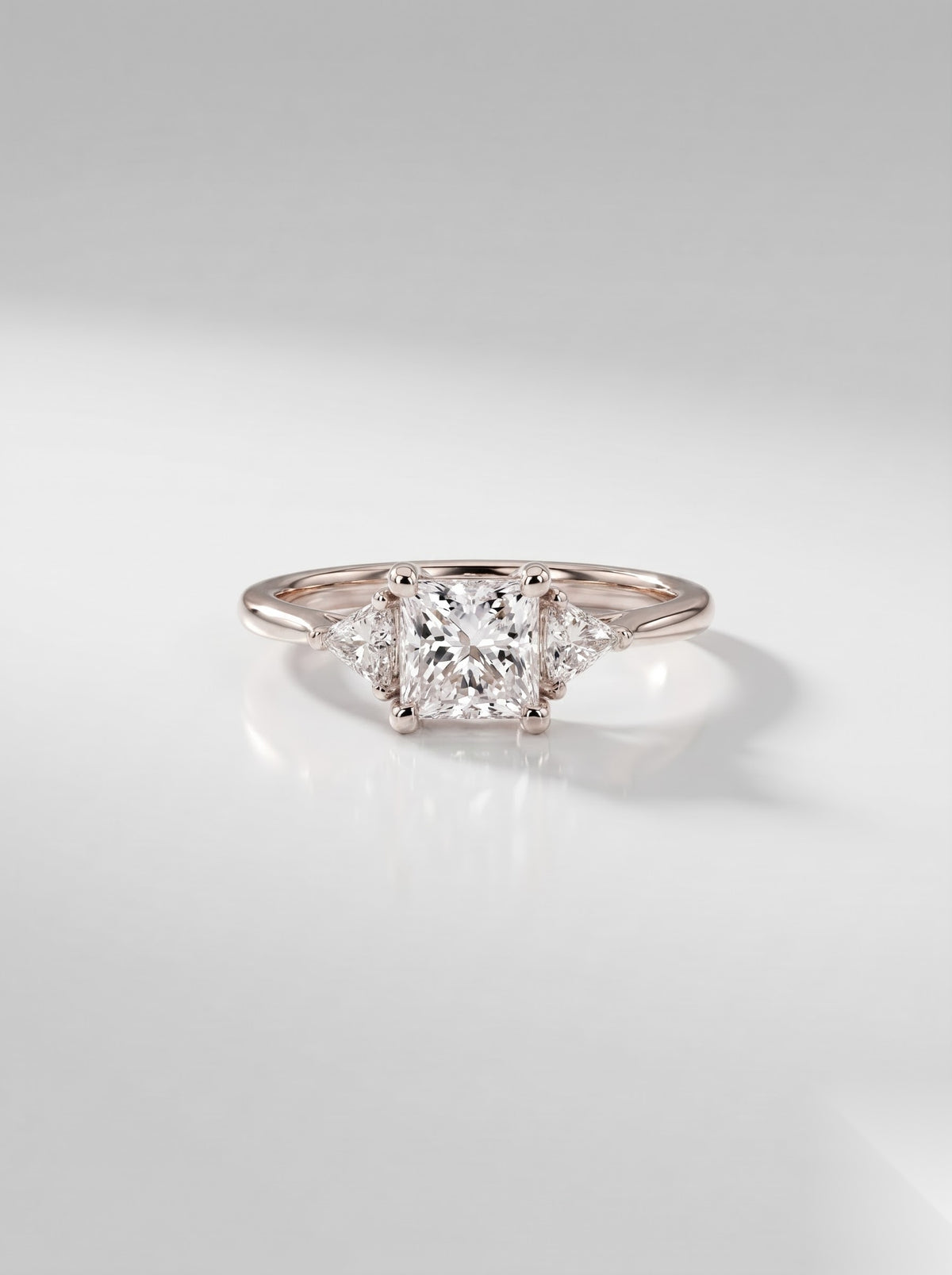 0.5 CT Princess Three Stone Moissanite Engagement Ring