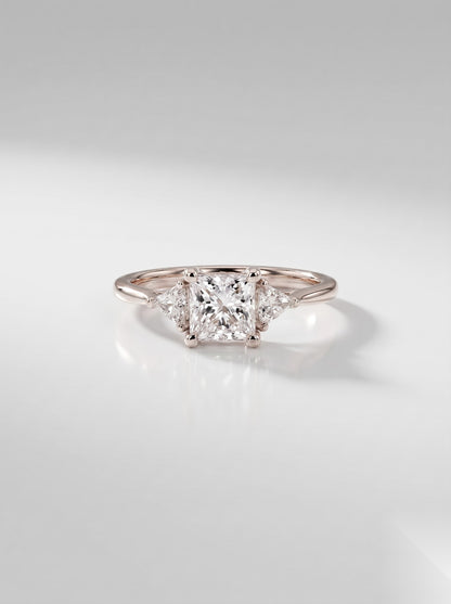 0.5 CT Princess Three Stone Moissanite Engagement Ring