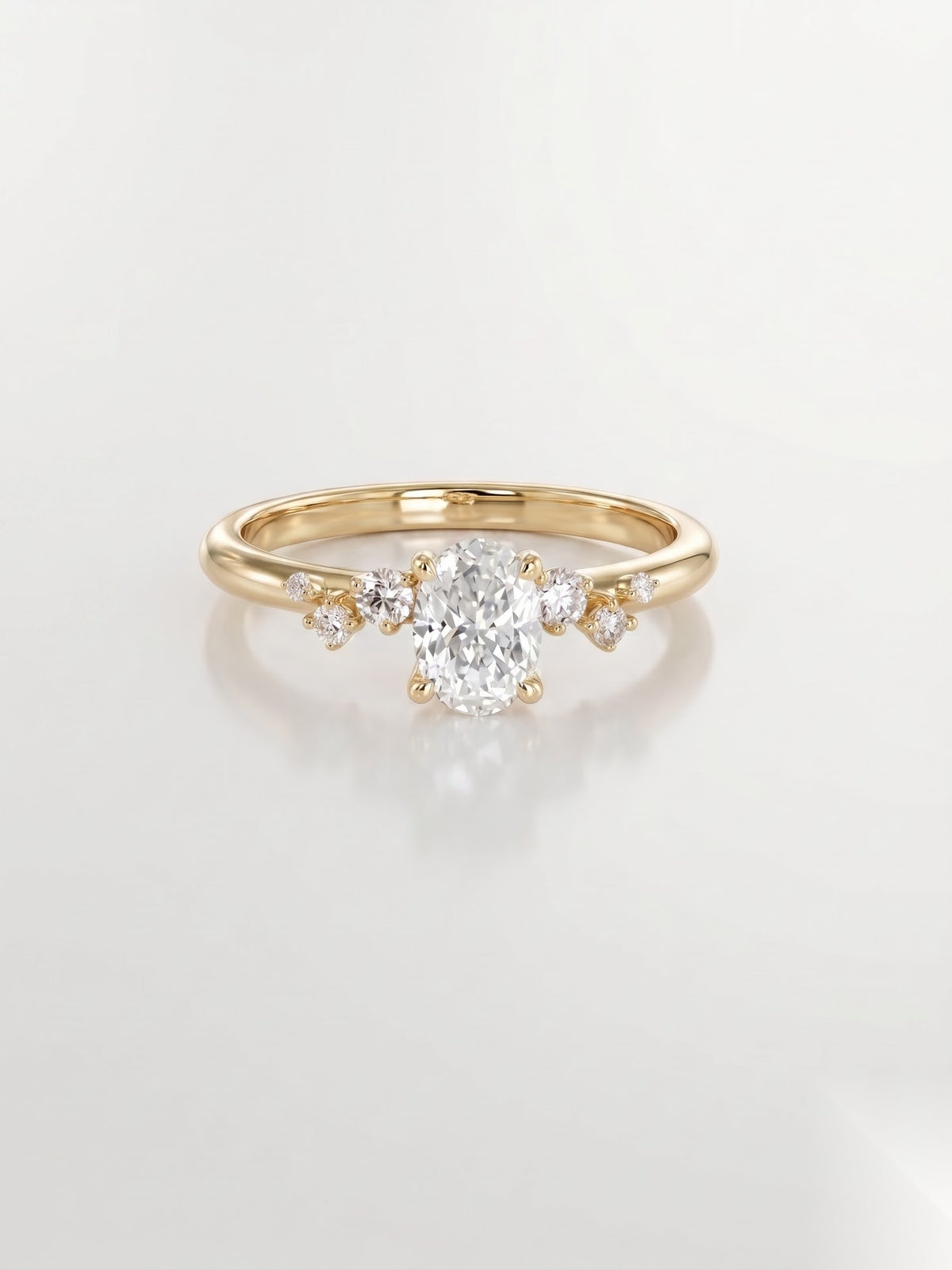 0.75 CT Oval Dainty Pave Moissanite Engagement Ring