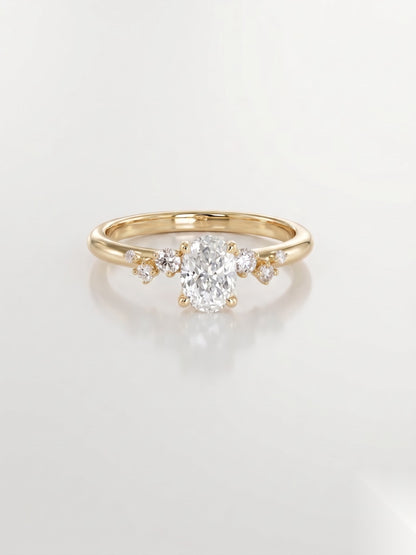 0.75 CT Oval Dainty Pave Moissanite Engagement Ring