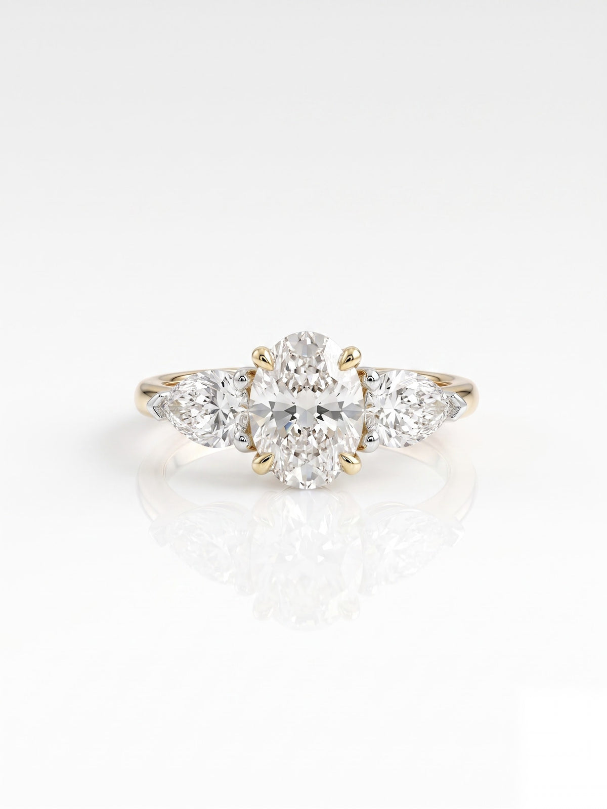 2.5 CT Oval Three Stone Moissanite Engagement Ring