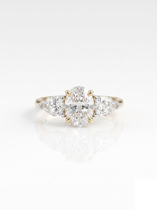 2.5 CT Oval Three Stone Moissanite Engagement Ring
