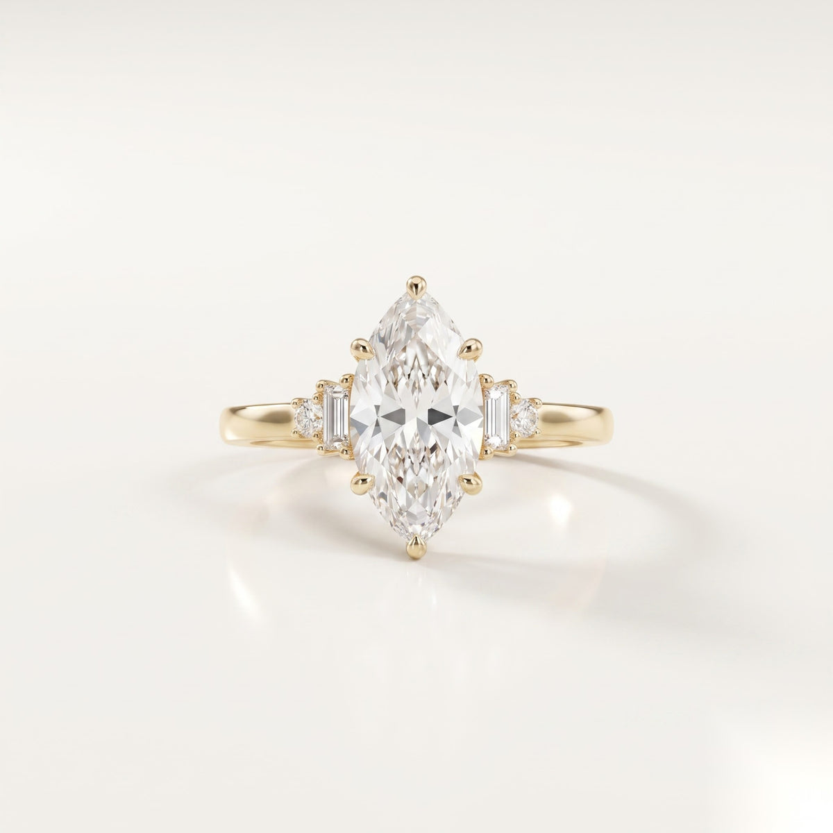 1.5 CT Marquise Five Stone Moissanite Engagement Ring