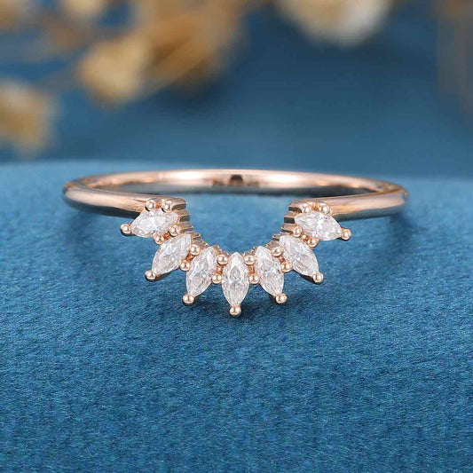 2 TCW Marquise Curved Moissanite Wedding Band