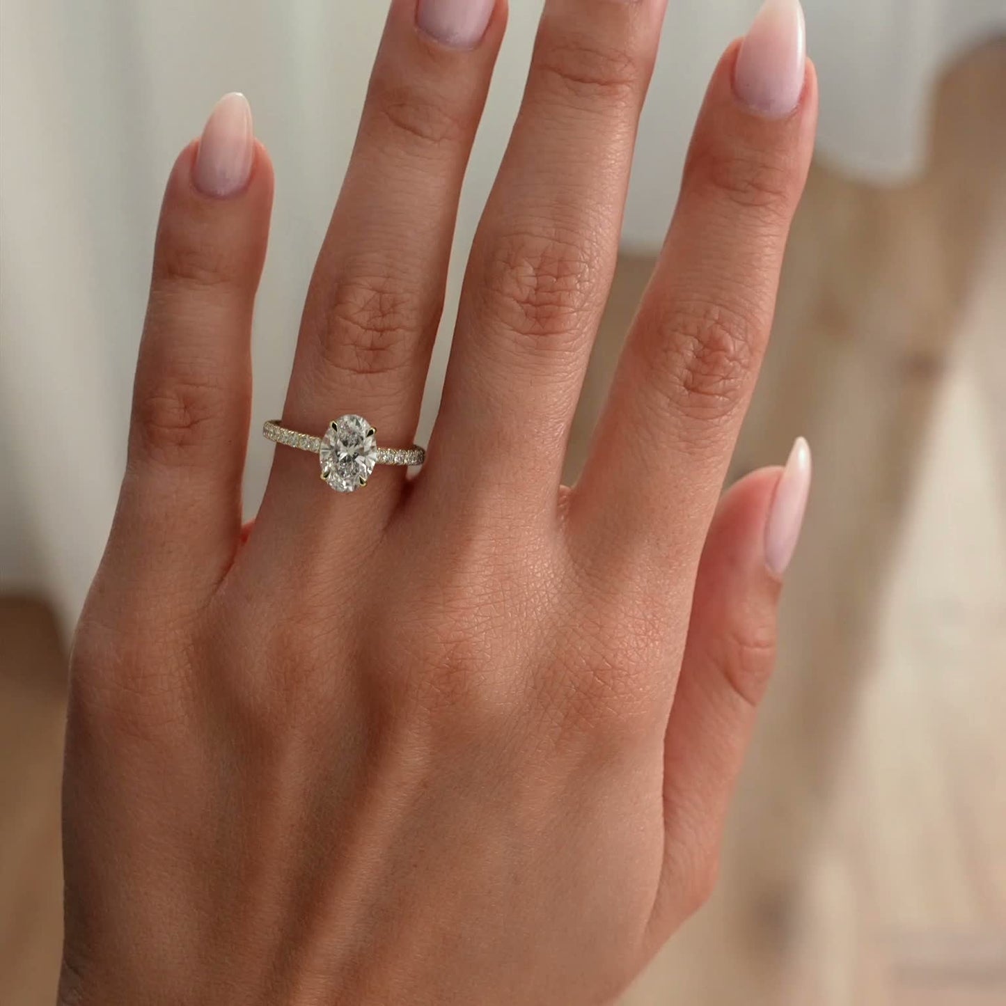 2 CT Oval Hidden Halo & Pave Moissanite Engagement Ring