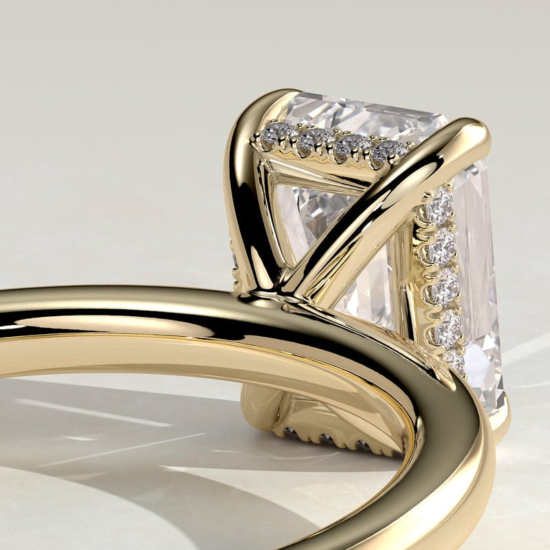 2 CT Emerald Hidden Halo Moissanite Engagement Ring