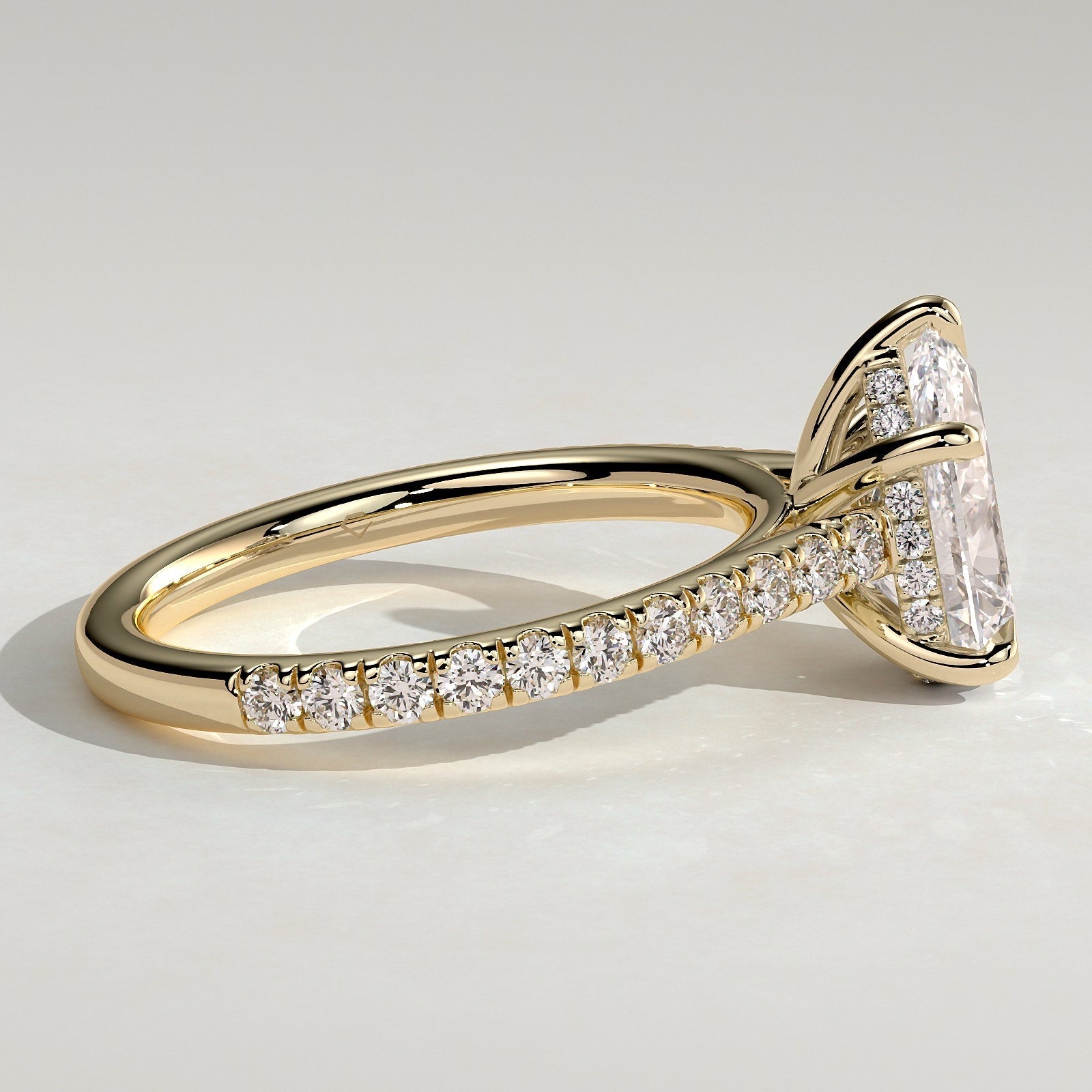2 CT Pear Pave Moissanite Engagement Ring
