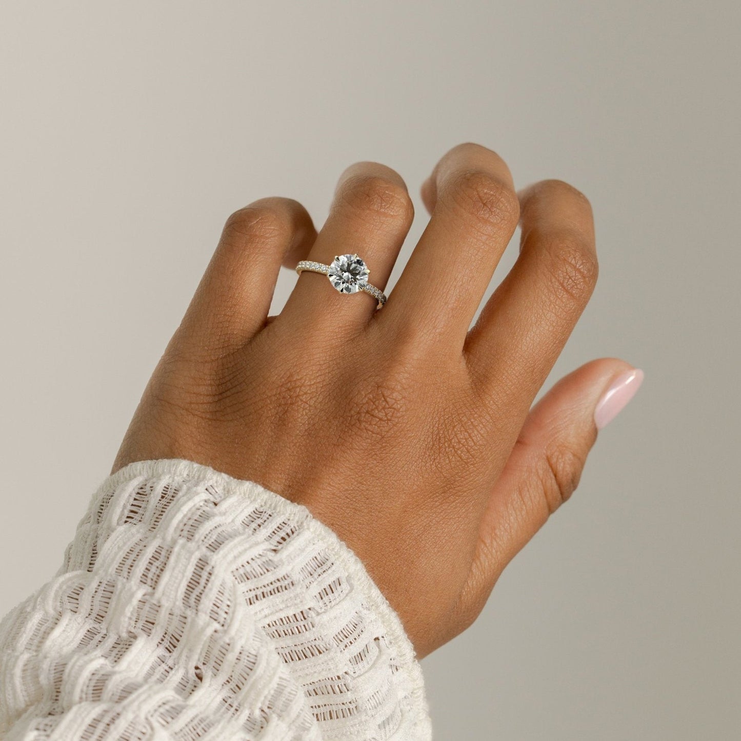 2 CT Round Pave Moissanite Engagement Ring