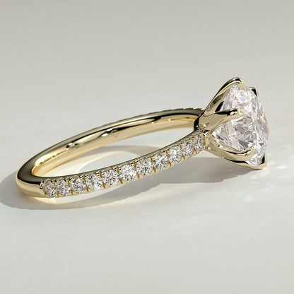2 CT Round Pave Moissanite Engagement Ring