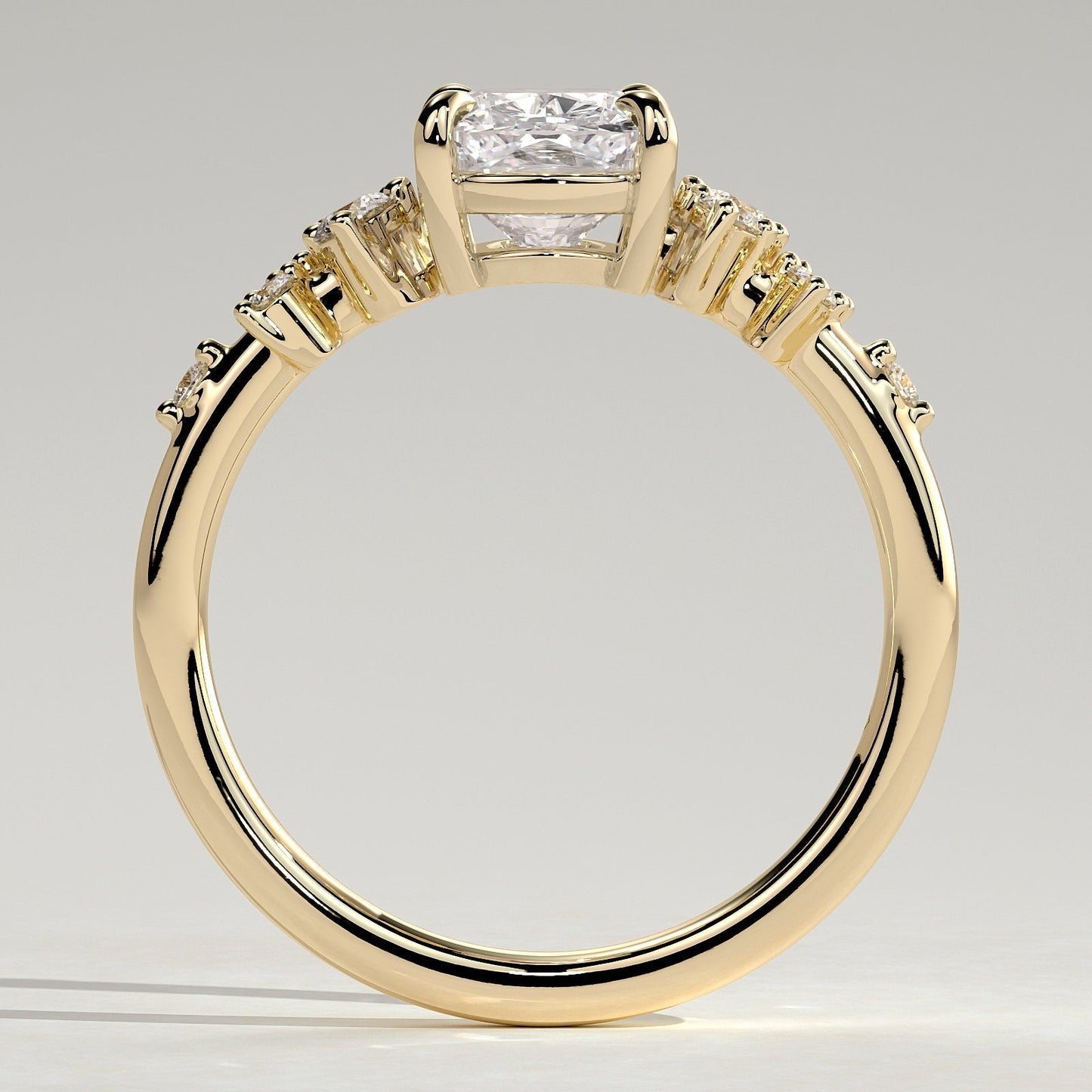 2 CT Elongated Cushion Cluster Moissanite Engagement Ring