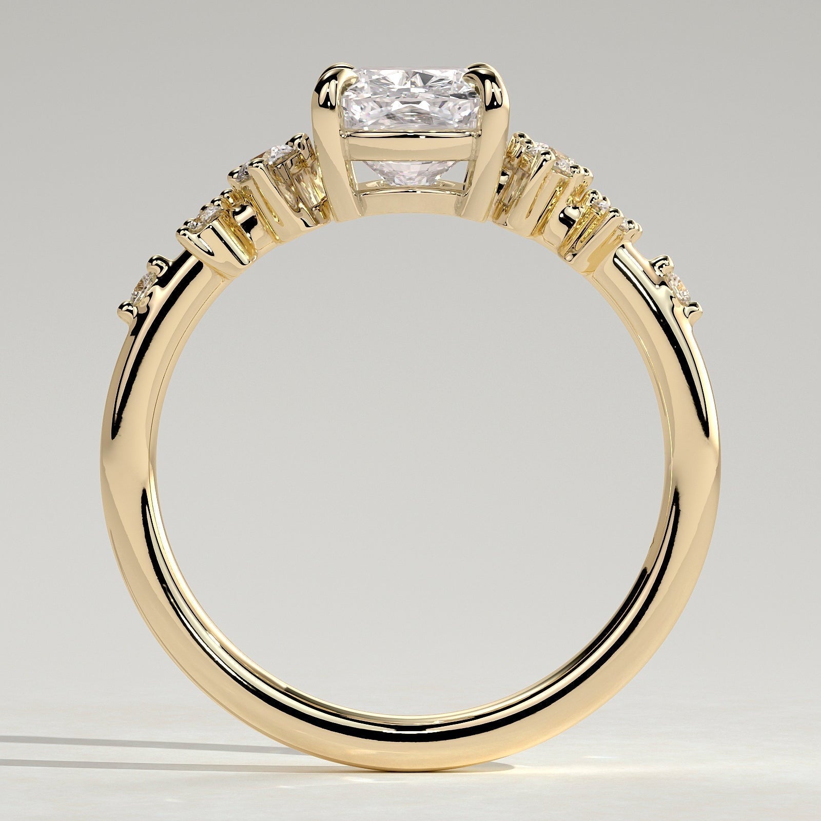 2 CT Elongated Cushion Cluster Moissanite Engagement Ring