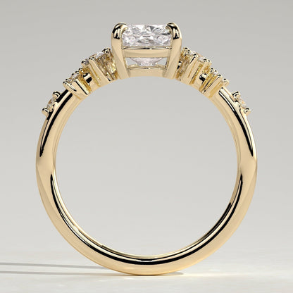 2 CT Elongated Cushion Cluster Moissanite Engagement Ring