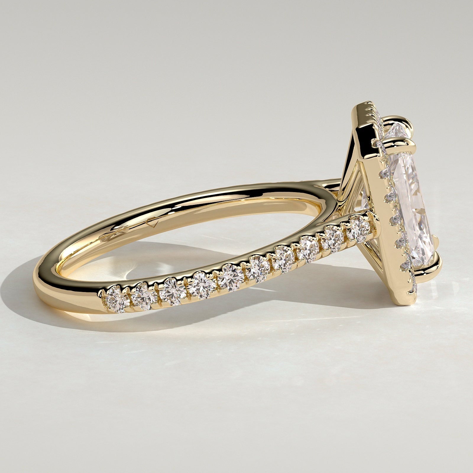 2 CT Radiant Halo & Pave Moissanite Engagement Ring