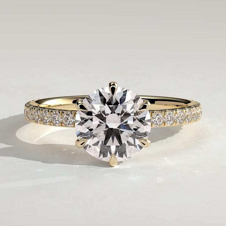 2 CT Round Pave Moissanite Engagement Ring