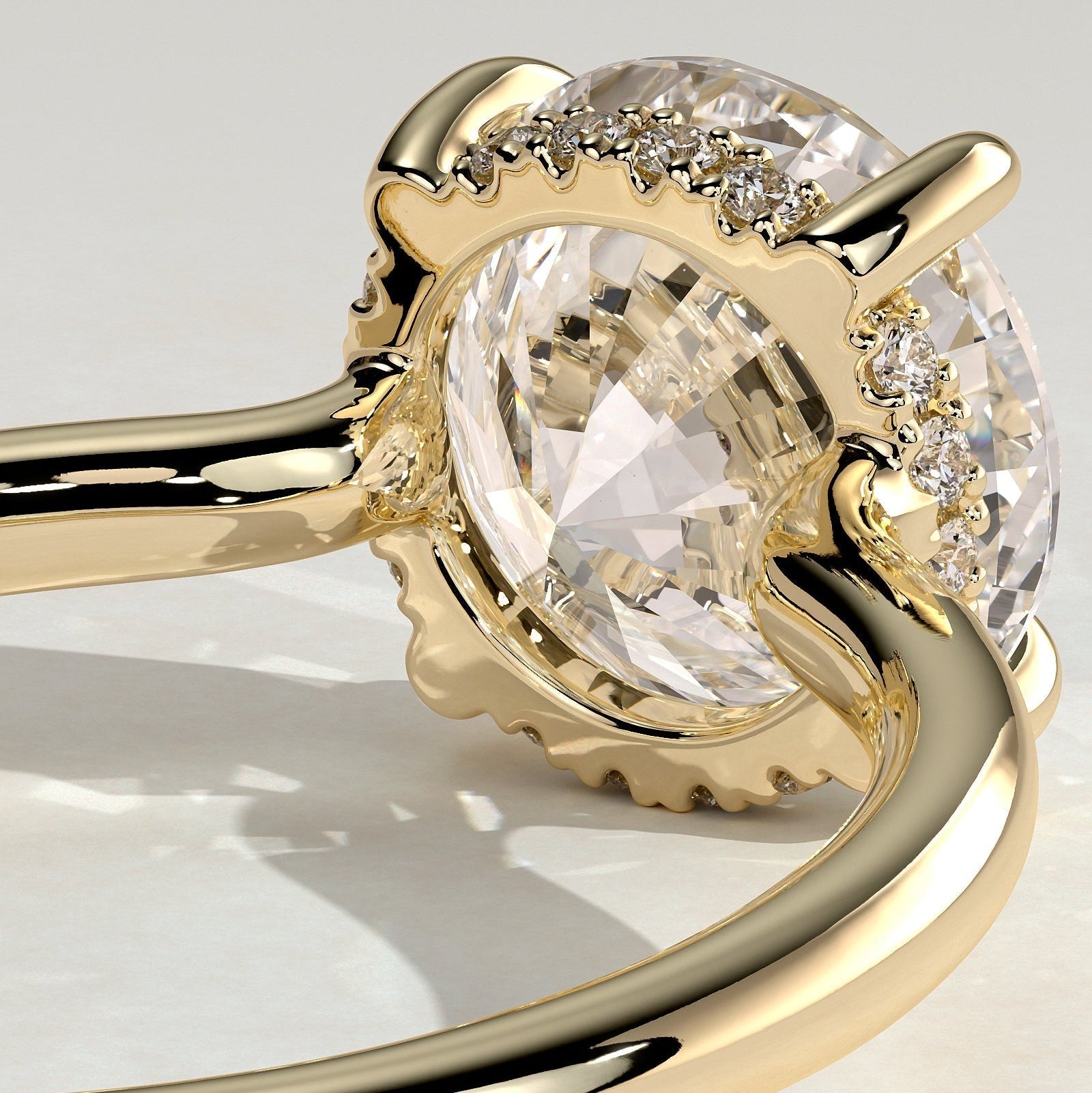 2 CT Round Hidden Halo Moissanite Engagement Ring