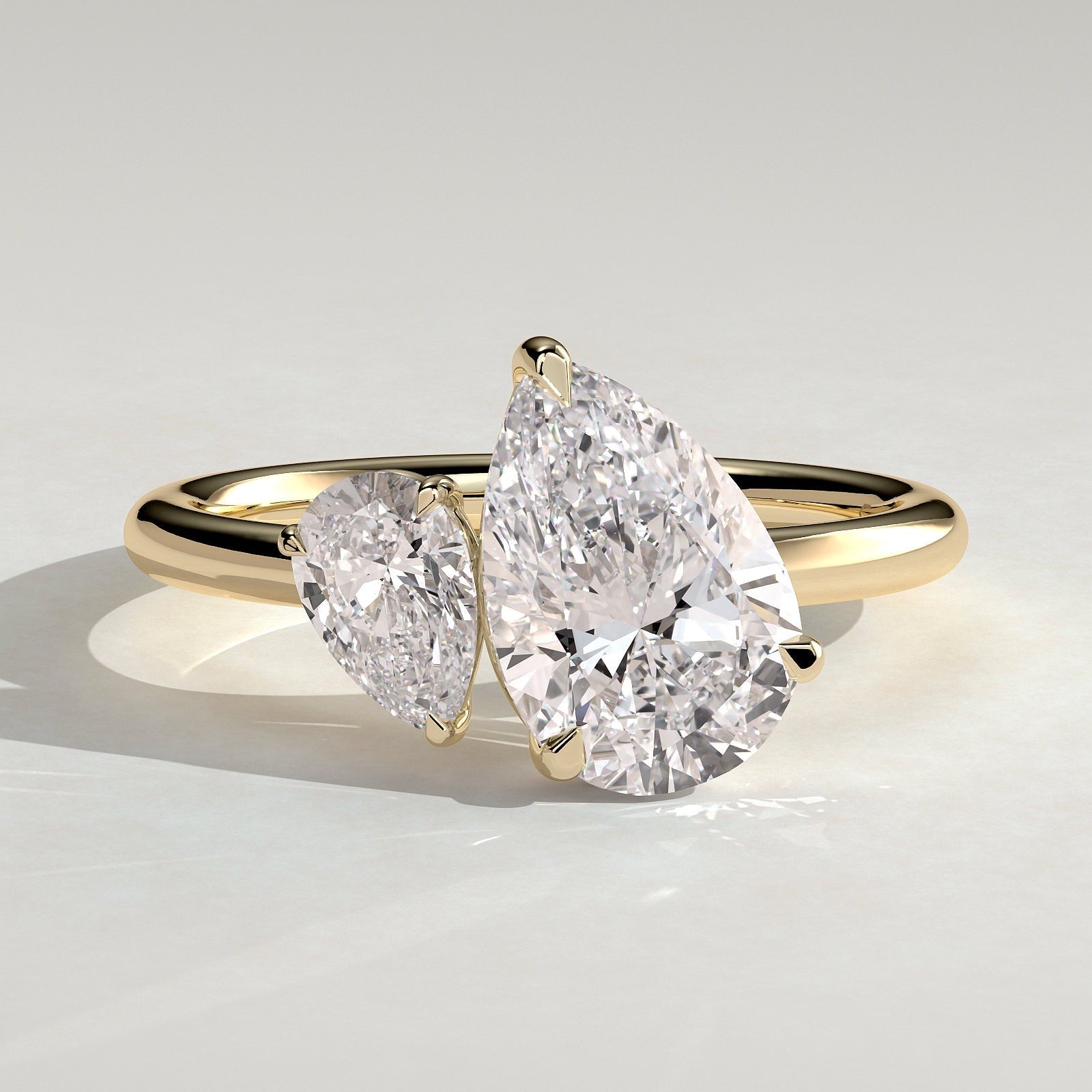 1 TCW Pear Toi et Moi Moissanite Engagement Ring