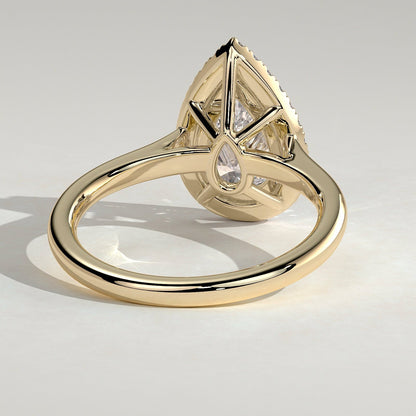 2 CT Pear Halo Moissanite Engagement Ring