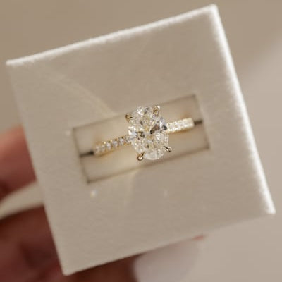 2 CT Oval Hidden Halo & Pave Moissanite Engagement Ring