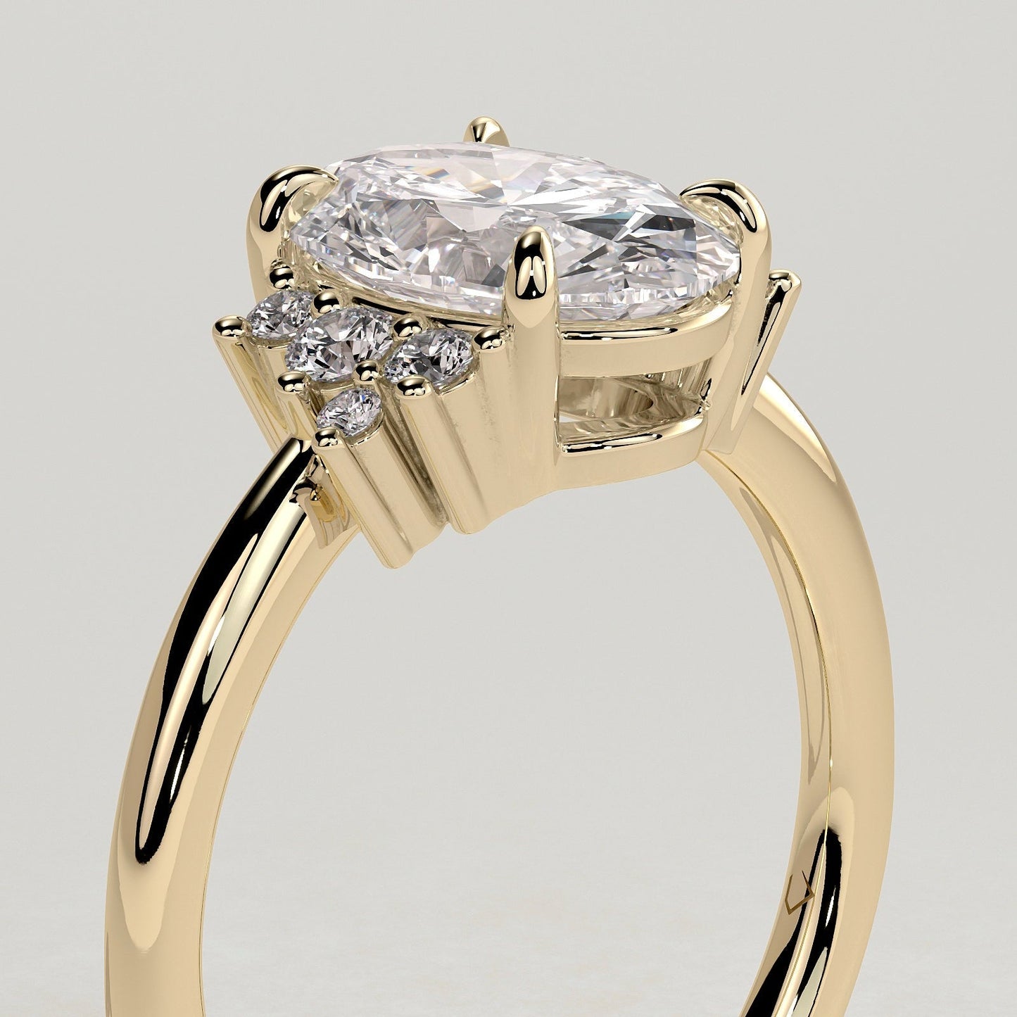 2 CT Oval Cluster Moissanite Engagement Ring