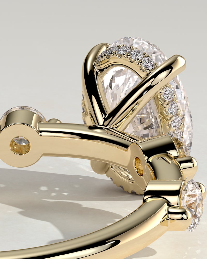 2 CT Oval Hidden Halo & Dainty Pave Moissanite Engagement Ring