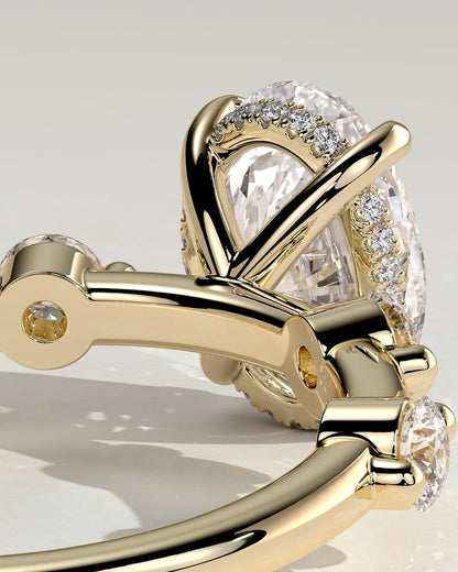 2 CT Oval Hidden Halo & Dainty Pave Moissanite Engagement Ring