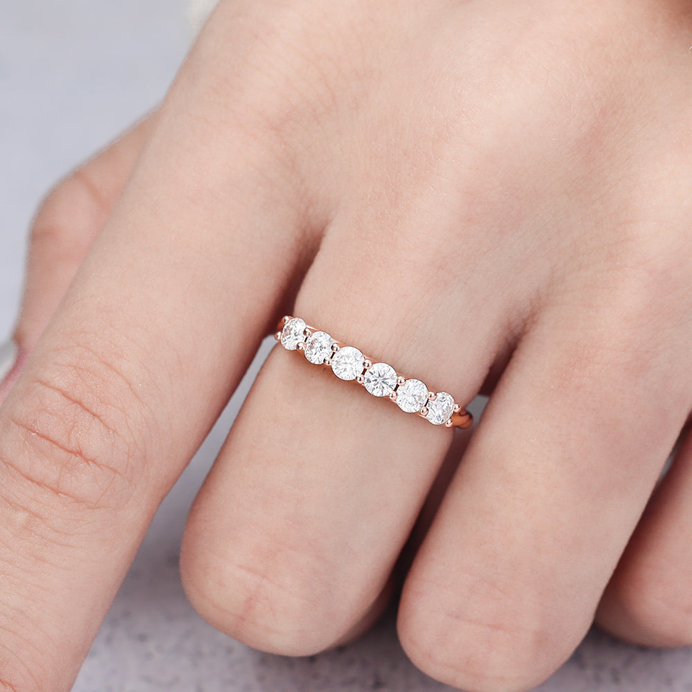 0.6 TCW Round Half Eternity Moissanite Wedding Band