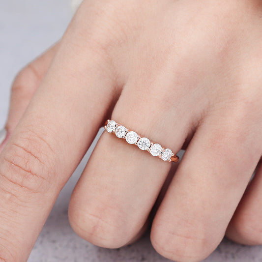 0.6 TCW Round Half Eternity Moissanite Wedding Band