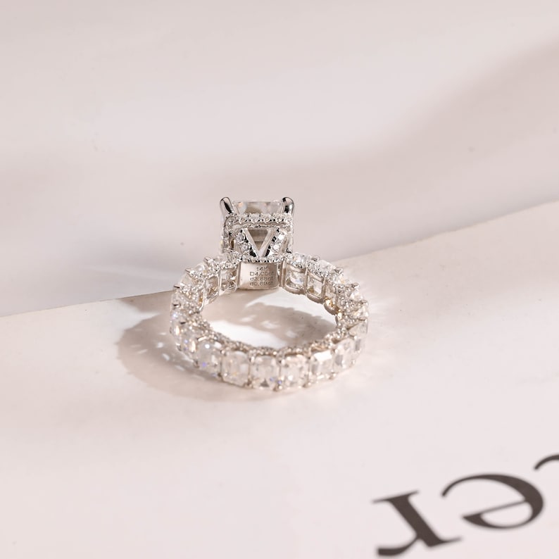 2.0 CT Emerald Pave Moissanite Engagement Ring