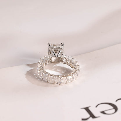 2.0 CT Emerald Pave Moissanite Engagement Ring