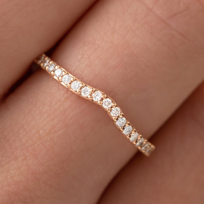 0.37 TCW Round Curved Moissanite Wedding Band