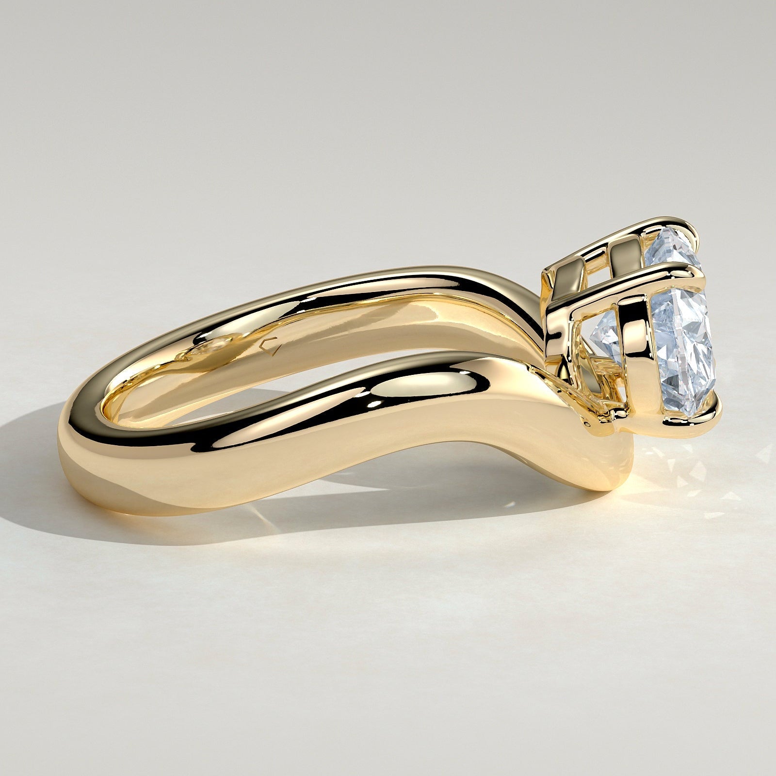 2 CT Oval Solitaire Wave Band Moissanite Engagement Ring