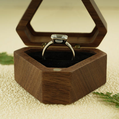 2.0 CT East West Emerald Bezel Moissanite Engagement Ring