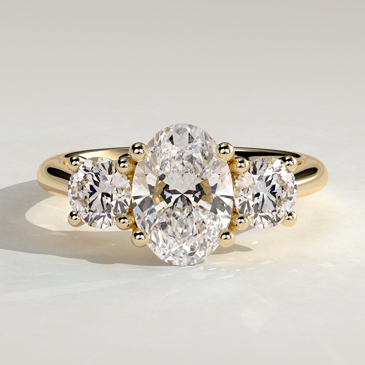2 CT Oval Three Stone Moissanite Engagement Ring