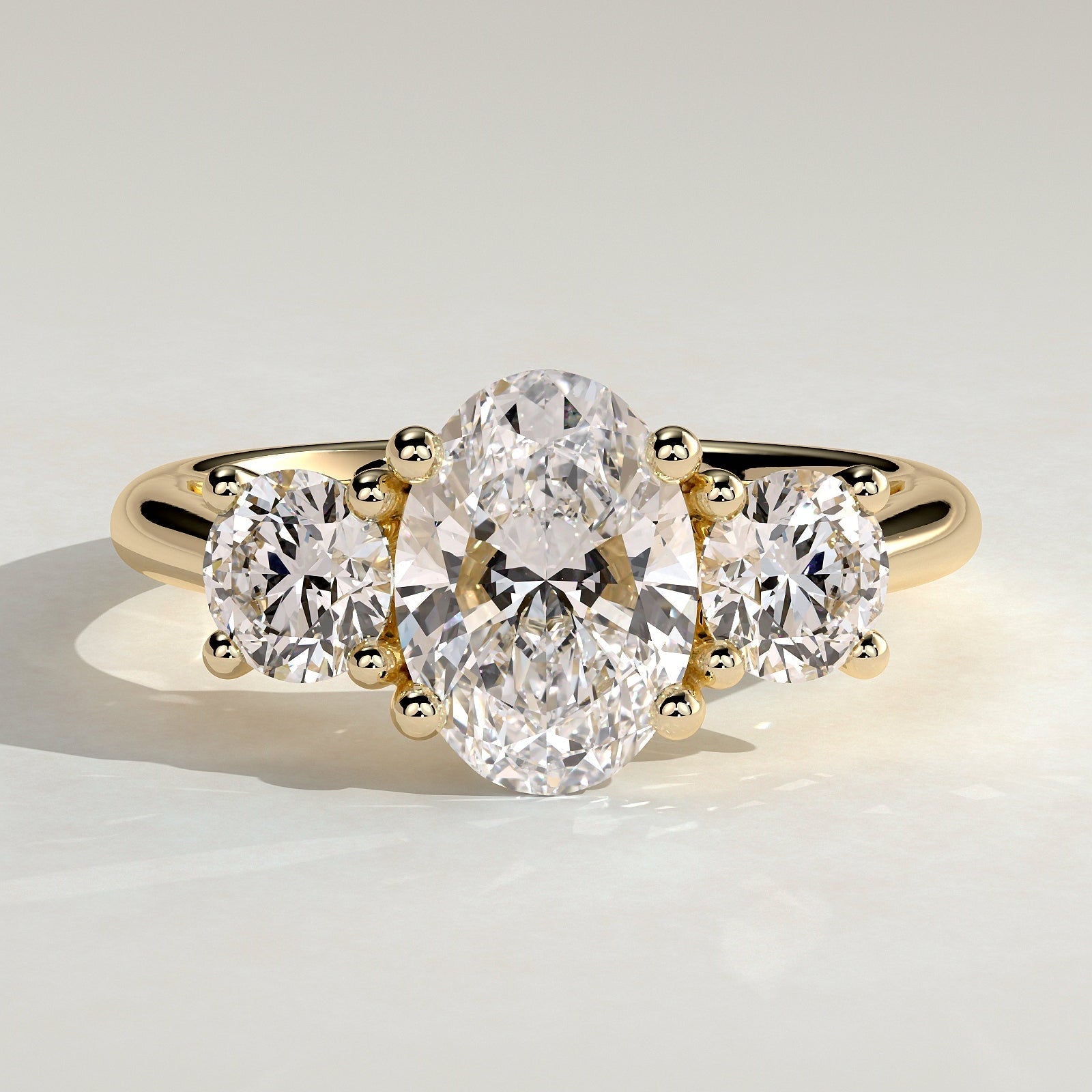 2 CT Oval Three Stone Moissanite Engagement Ring
