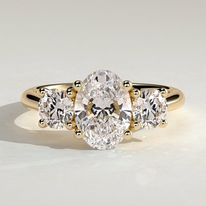 2 CT Oval Three Stone Moissanite Engagement Ring