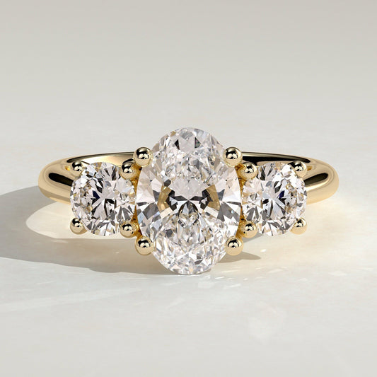 2 CT Oval Three Stone Moissanite Engagement Ring