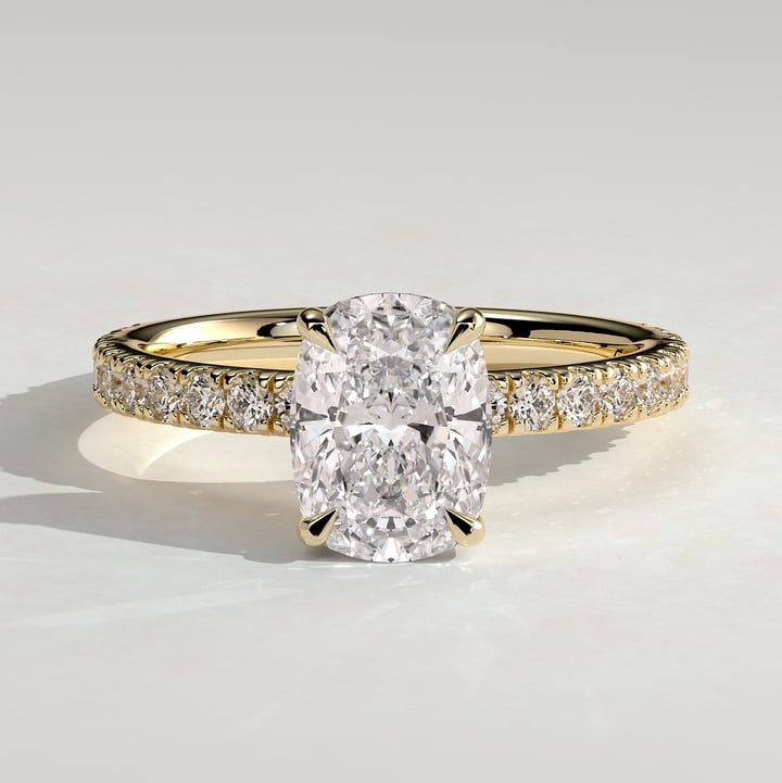 2 CT Elongated Pave Moissanite Engagement Ring